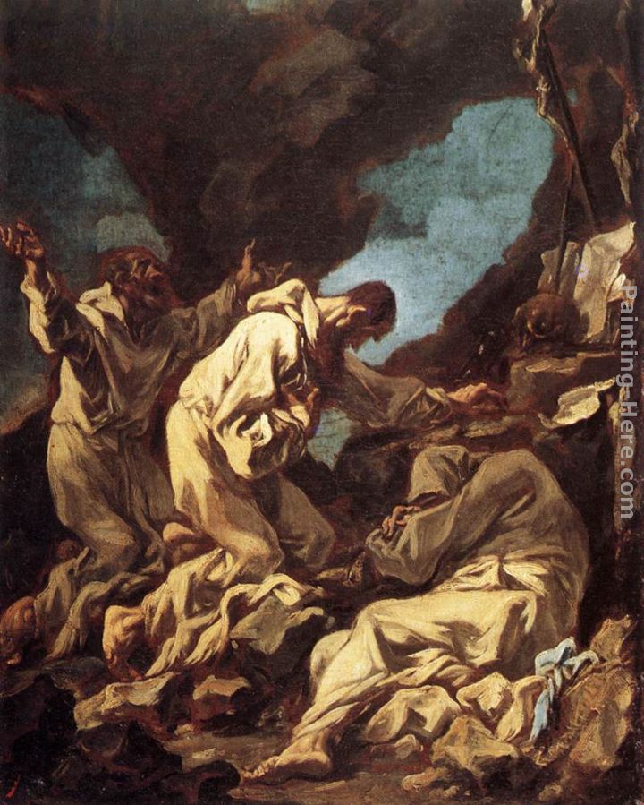 Three Camaldolite Monks at Prayer painting - Alessandro Magnasco Three Camaldolite Monks at Prayer art painting